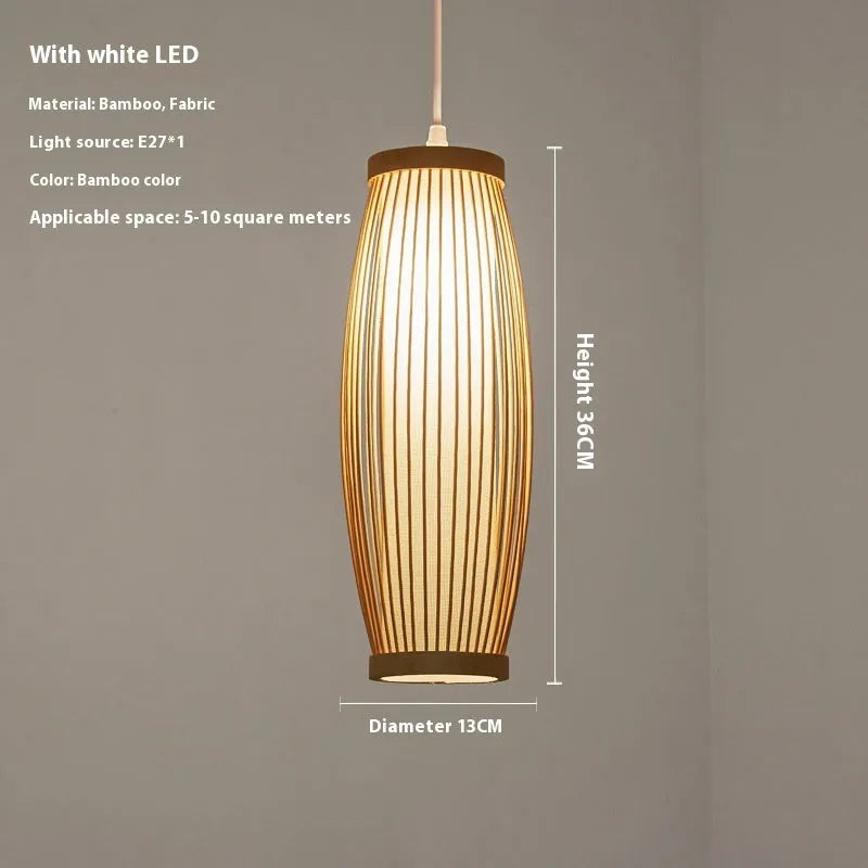 Bamboo woven New Chinese style chandelier 300mm ceiling light with warm LED option for corridor