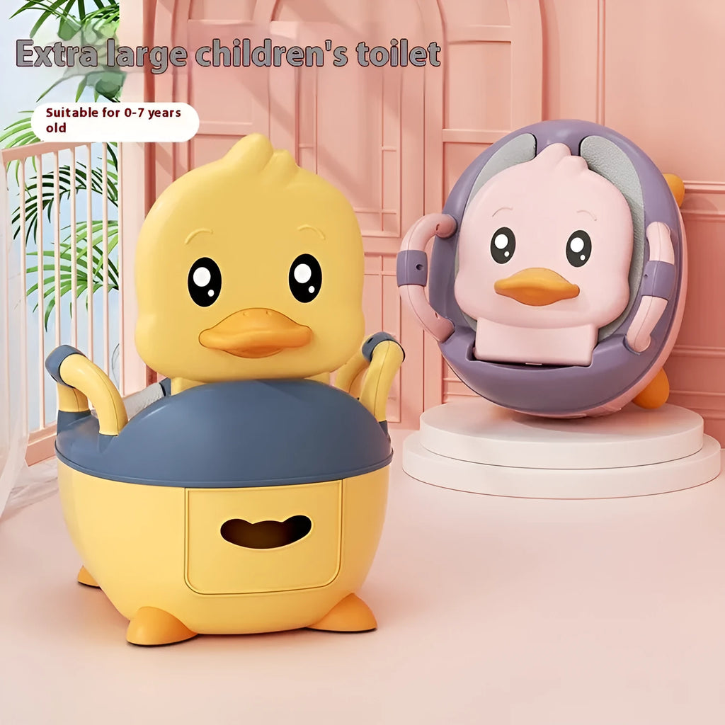 Infant children duck toilet training seat bedpan with soft cushion in pink and yellow colour options