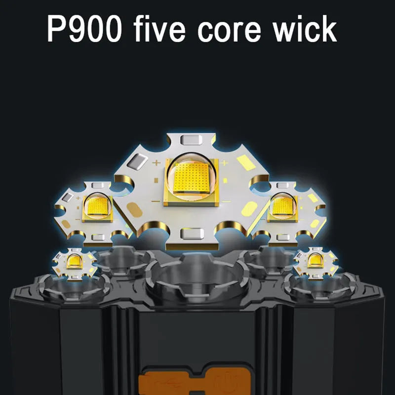 10W LED miner's headlamp with rechargeable battery, PVC construction, and included accessories