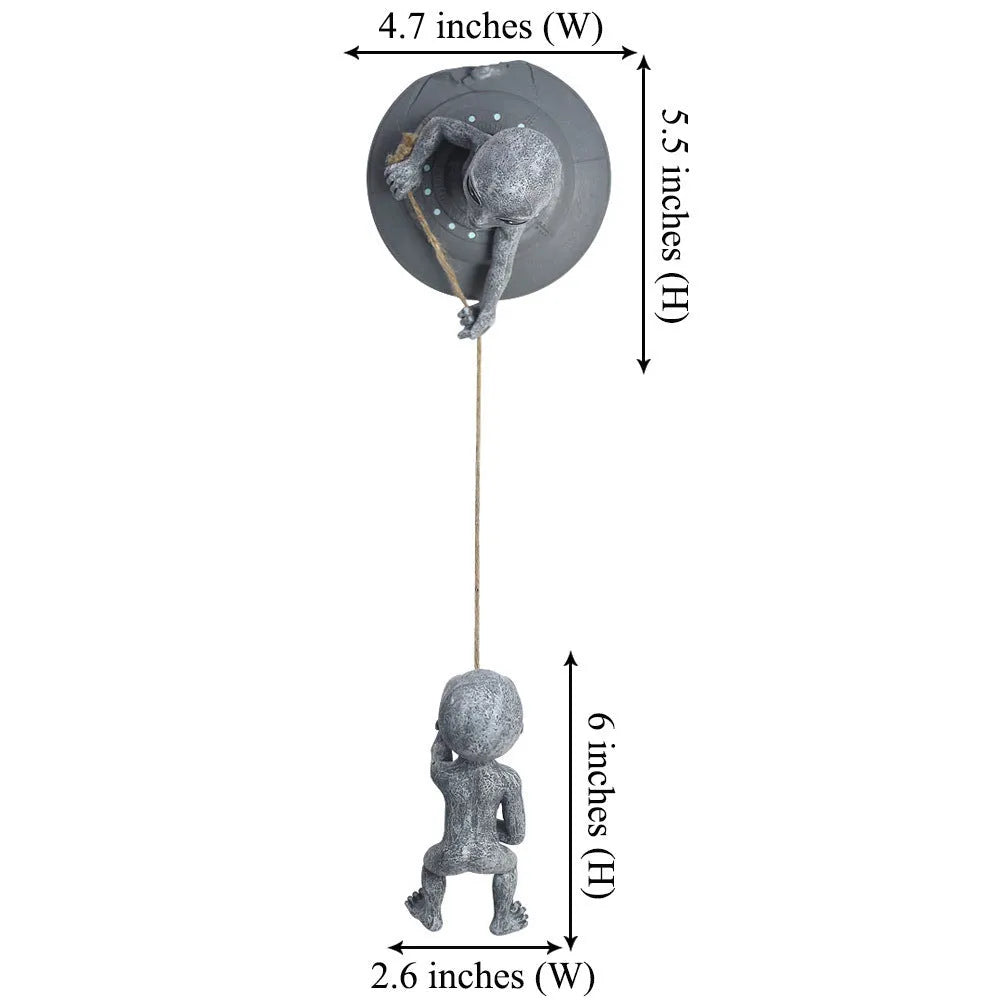Grey resin alien tree pendant garden sculpture measuring 19x15x20cm