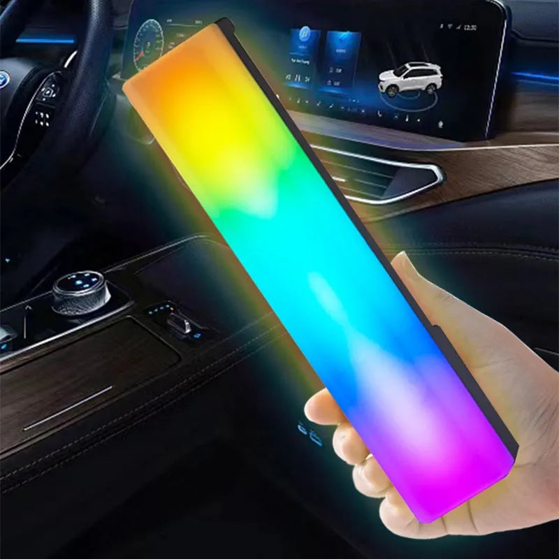 Black and white 3D RGB music voice-activated table-top ambiance lamp with USB cable
