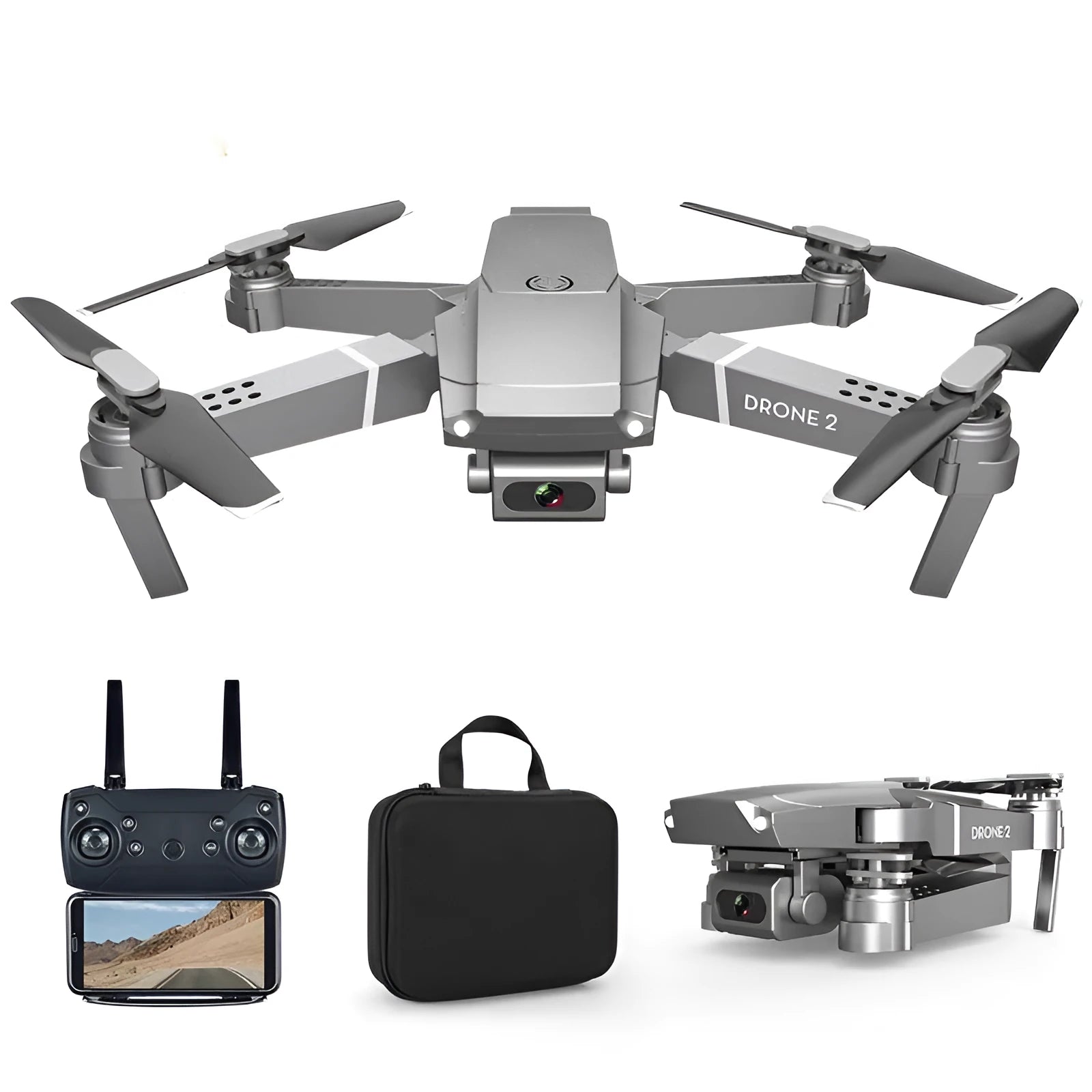 E68 quadcopter folding drone in red, with plastic body and quadcopter design