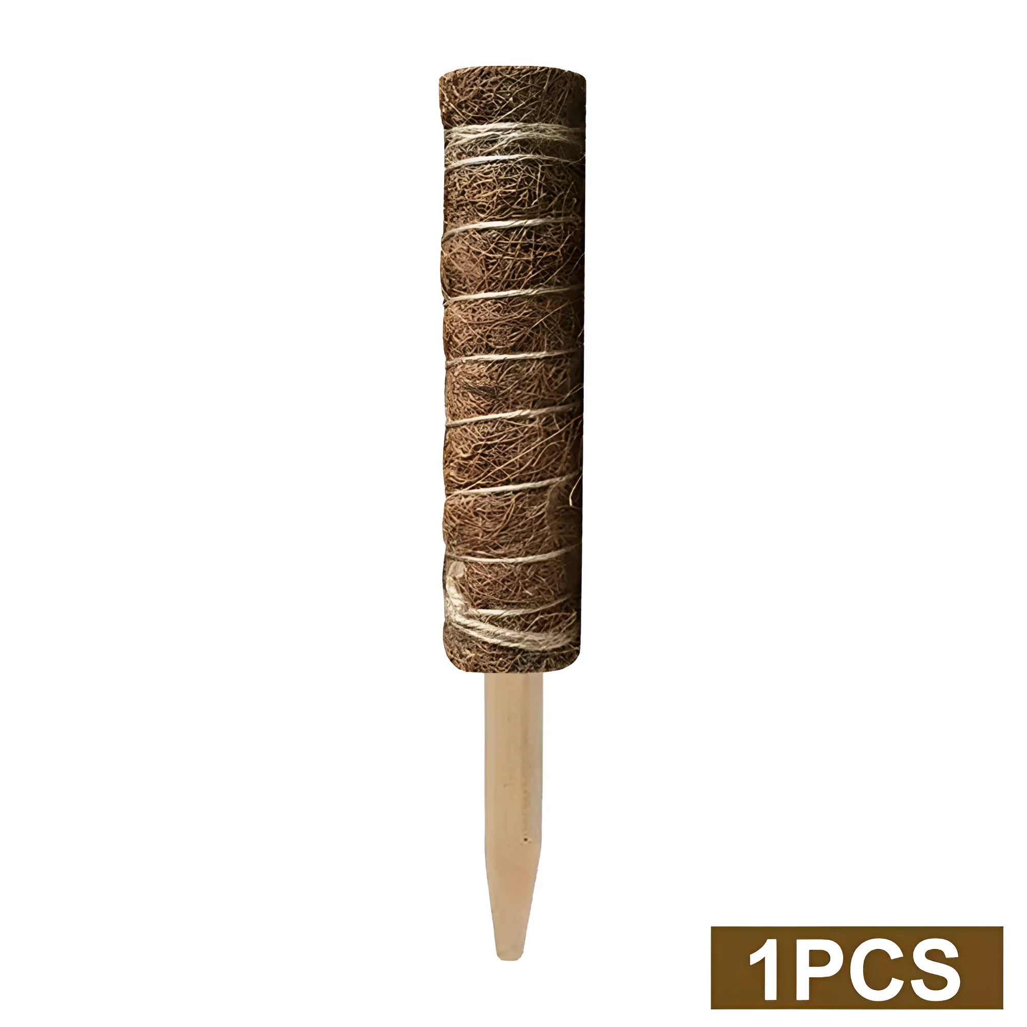 Green radish coconut palm stick totem pole made of natural coconut moss fibre with wooden support for indoor climbing plants
