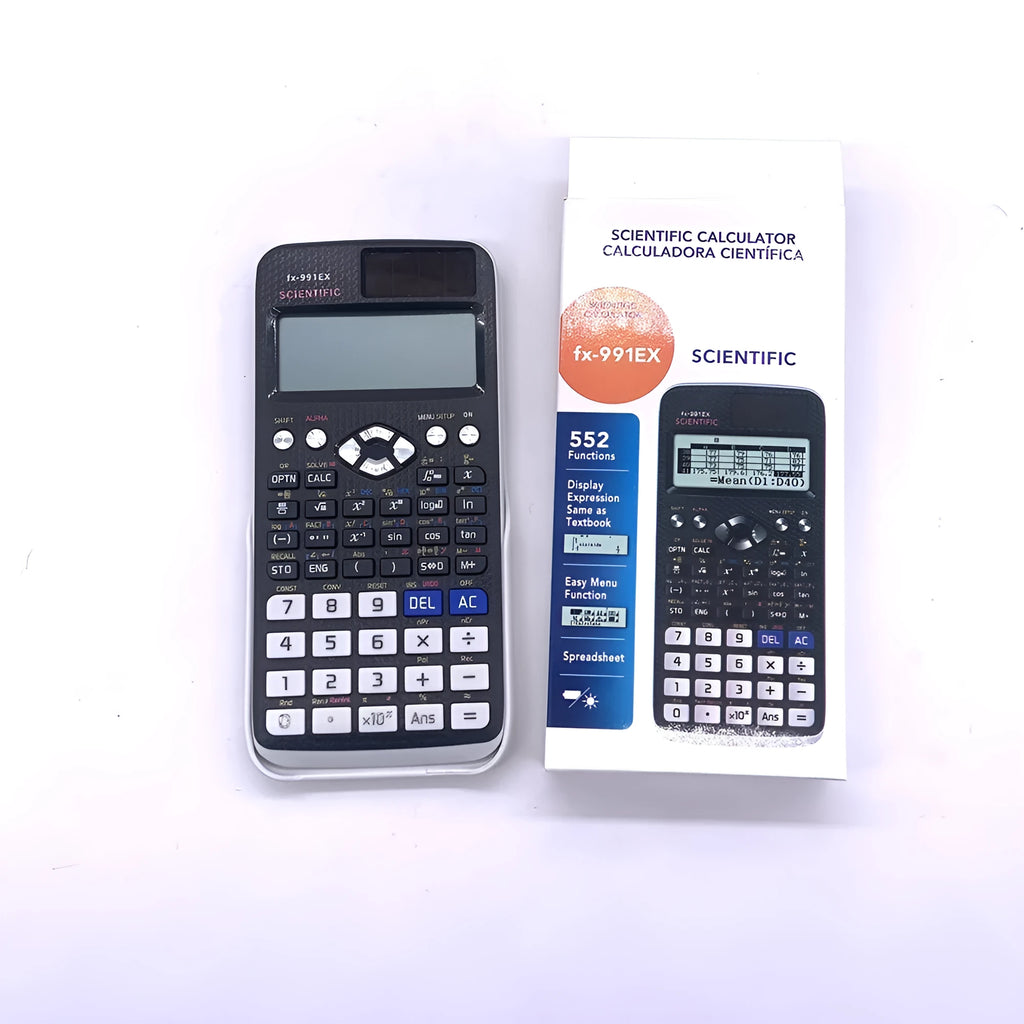 Multi Function Calculator for complex statistics with solar power and natural textbook display