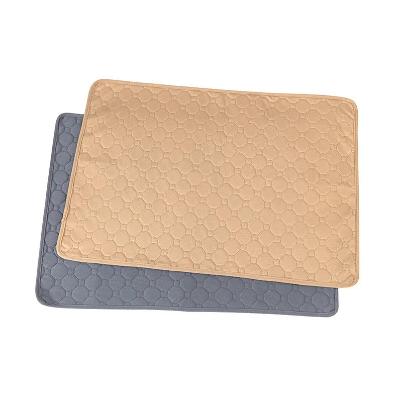 Pet Parents washable dog pee pad in a neutral grey colour, shown folded and unfolded.