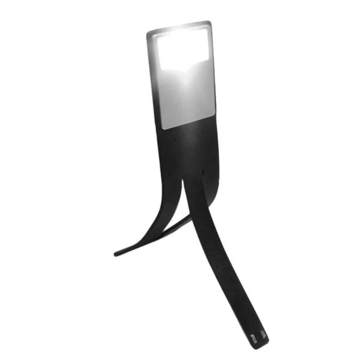 Folding LED book light, black plastic, 205x40x9mm, USB rechargeable, frosted panel, for Kindle reading