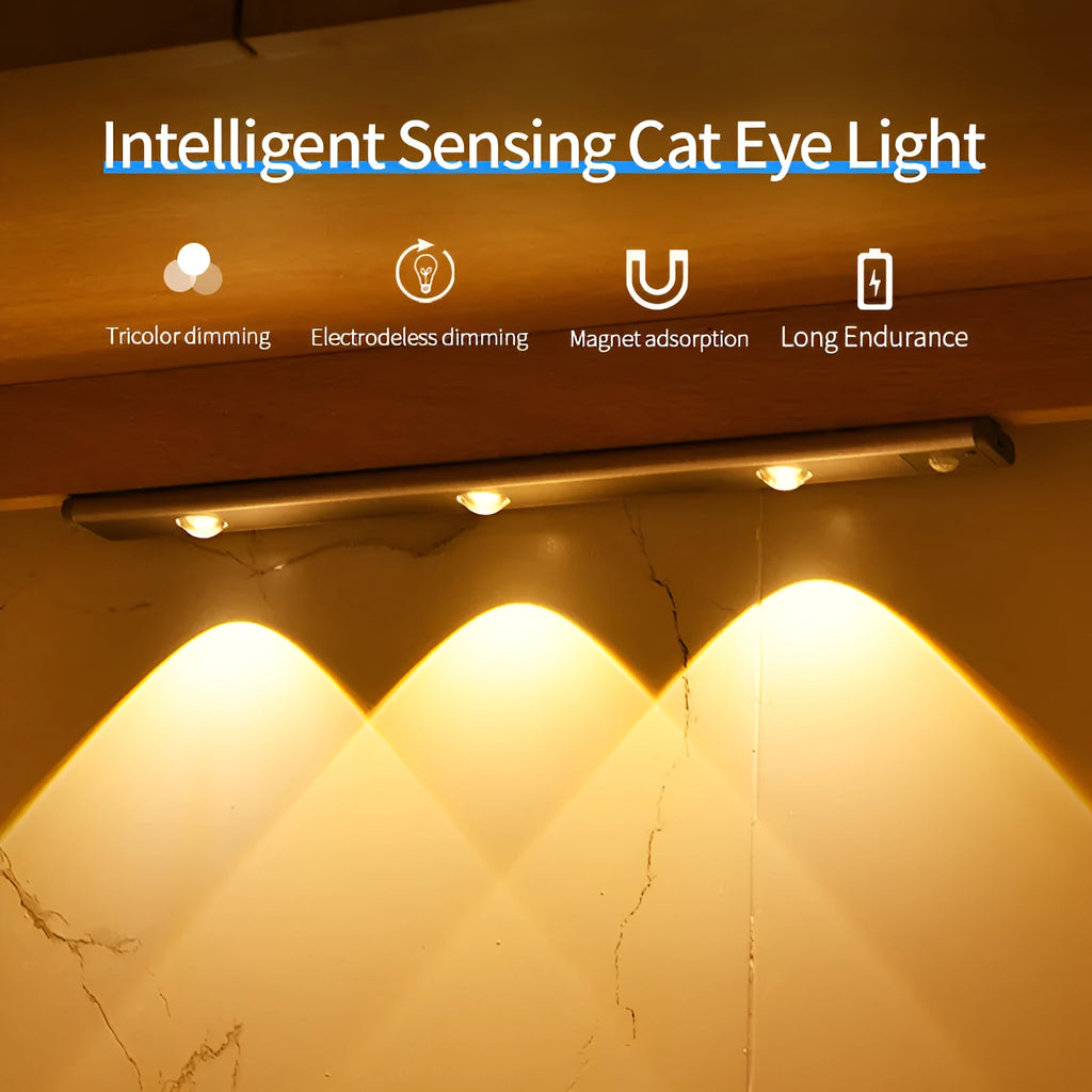 Rechargeable motion sensor cabinet lamp with three colour temperatures and magnetic mount for under cabinet use
