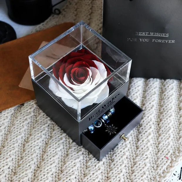 Eternal flower rose jewellery box decorative display gift packaging 8.5 cm