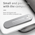Silver aluminium laptop side mount bracket holding smartphone next to laptop screen