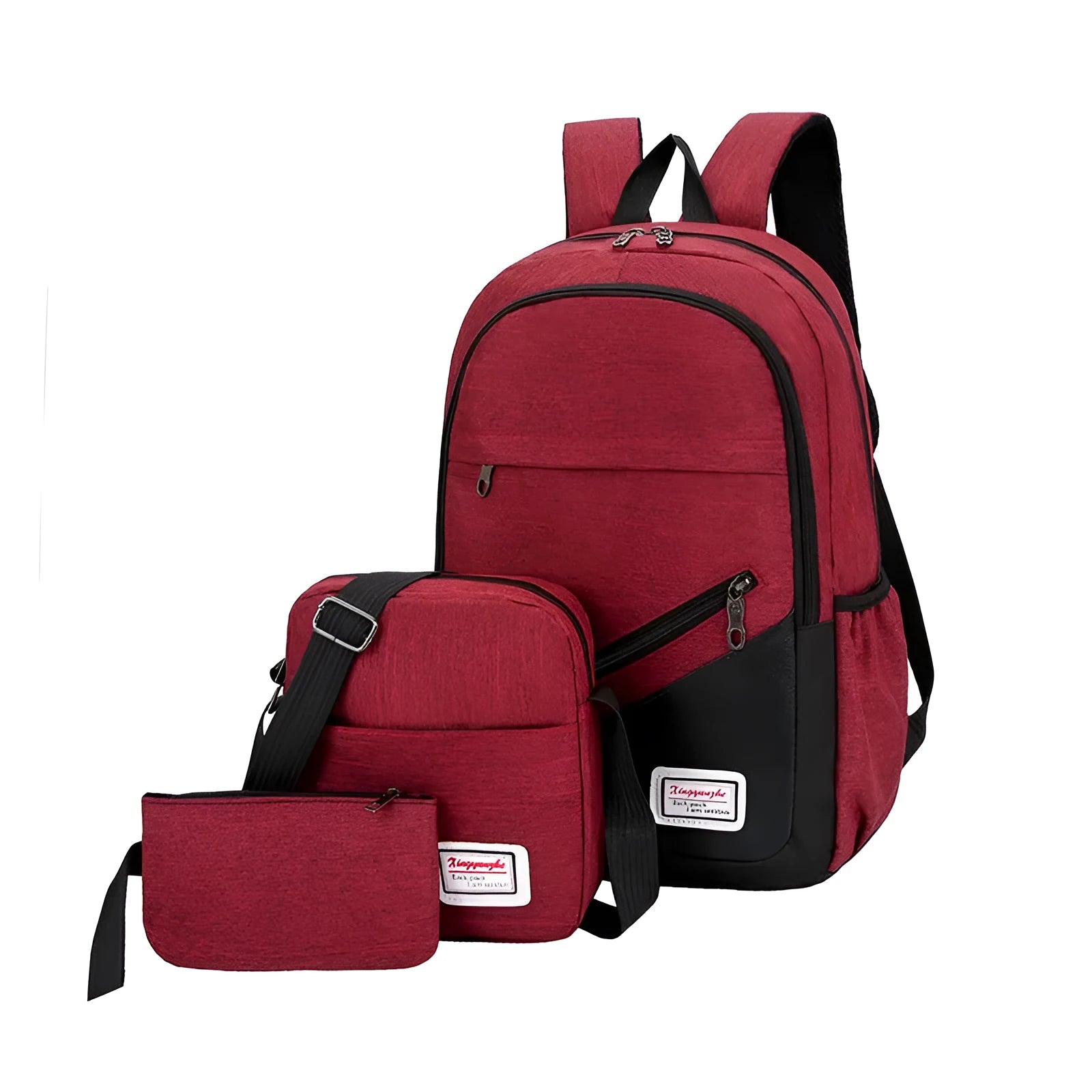 Solid colour casual backpack with double shoulder belts in camel colour