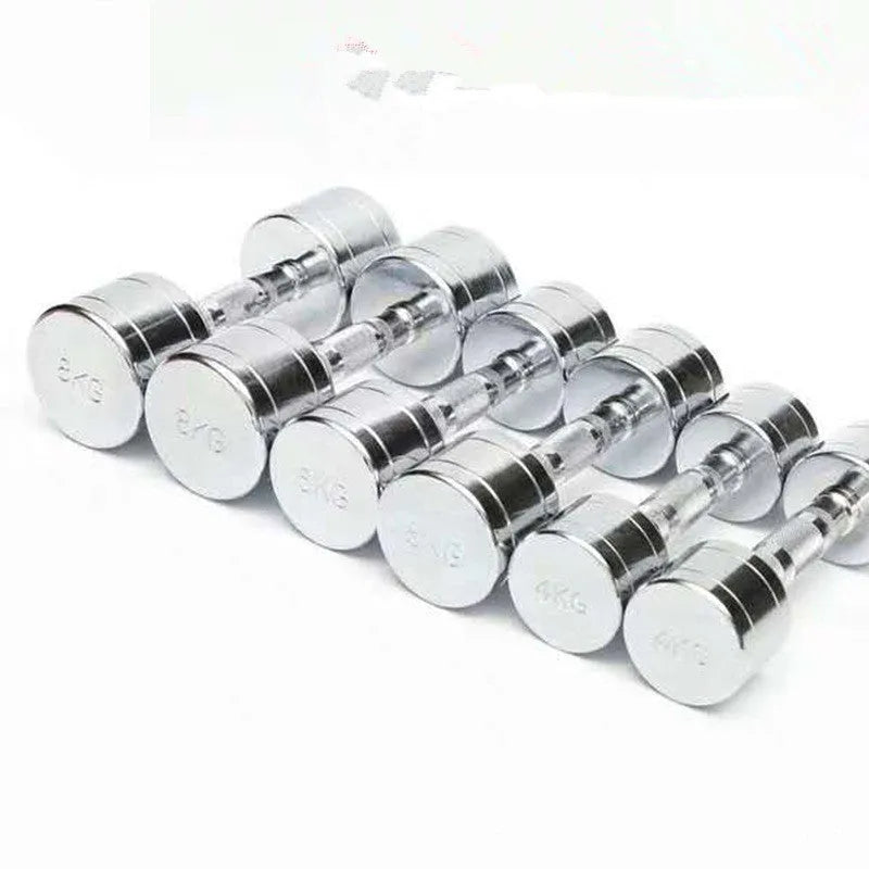 Pure steel 1kg dumbbell with silver electroplated finish and ergonomic handle
