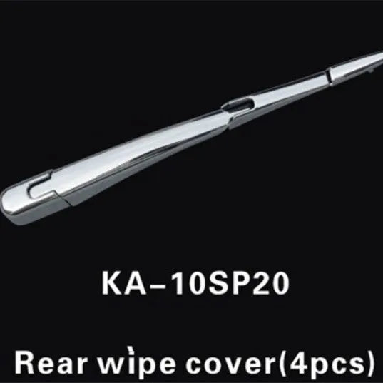 Four silvery ABS plastic rear wiper blade cover trims for a 2010 Hyundai car