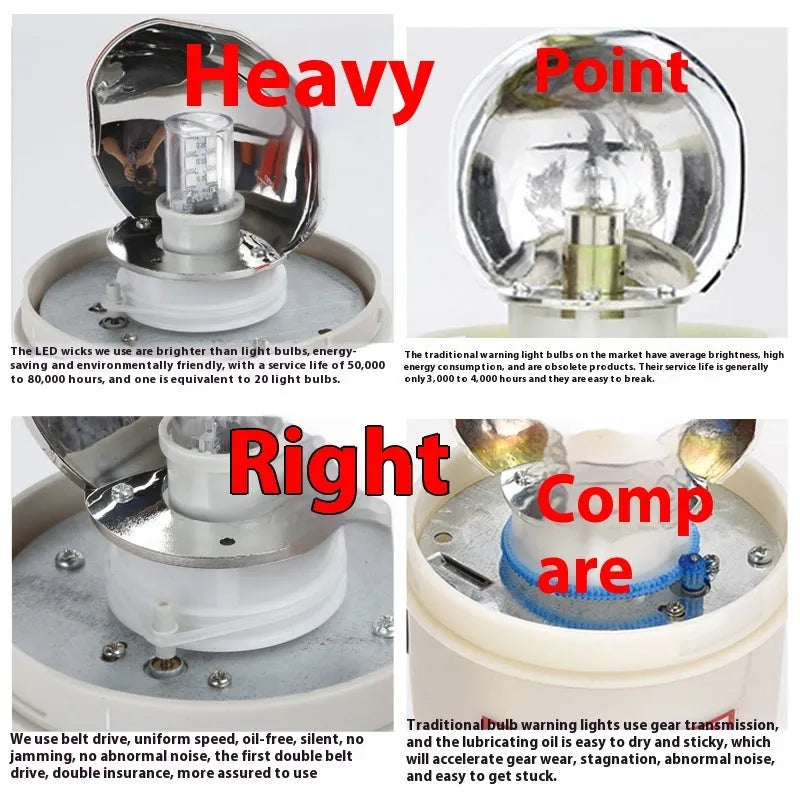 LTE-1101J warning light with sound alarm, red rotating beacon, 2-3W, for industrial use