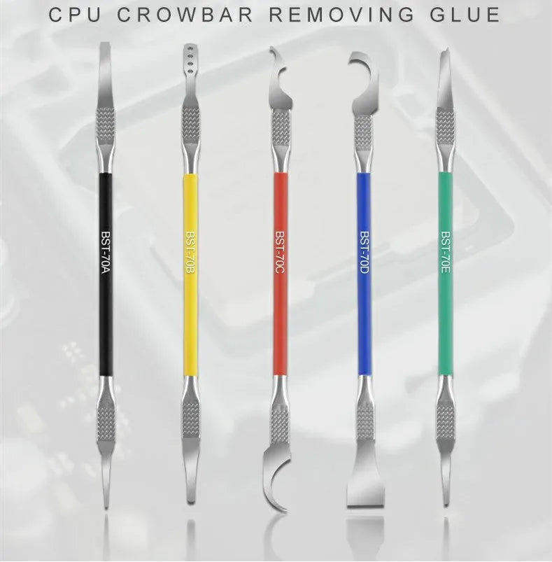 Five piece stainless steel plastic disassembly tool set with thin 0.07mm blades