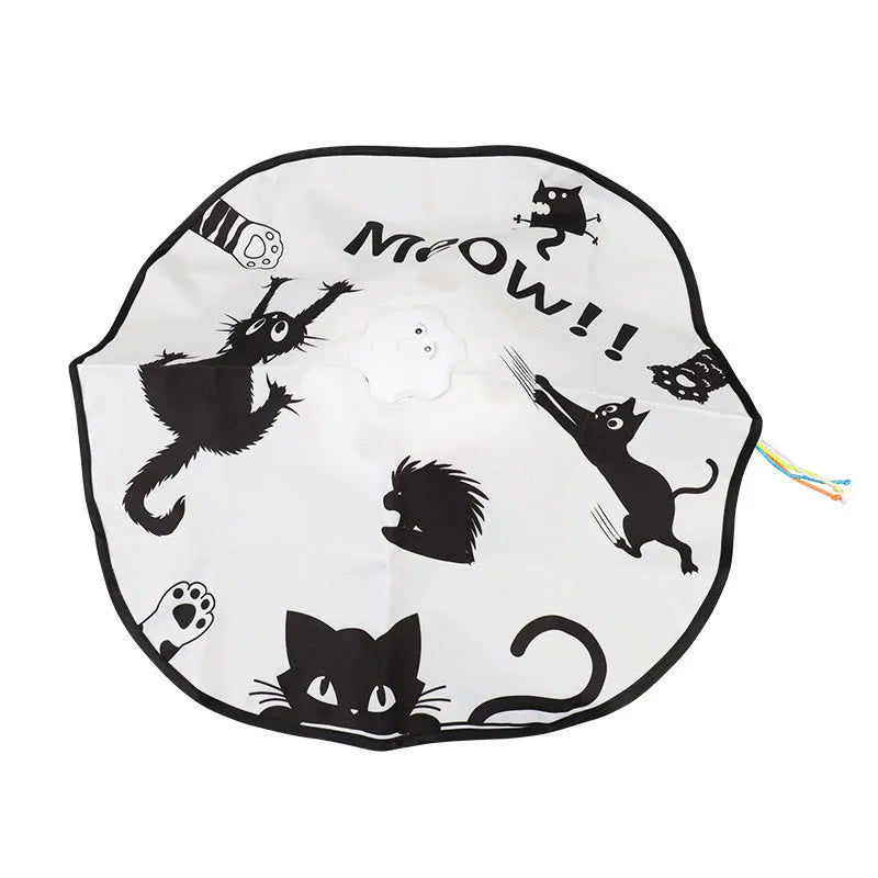 Automatic cat teaser toy with moving wand in picture colour design, measuring 19.8x11.5x19.5cm