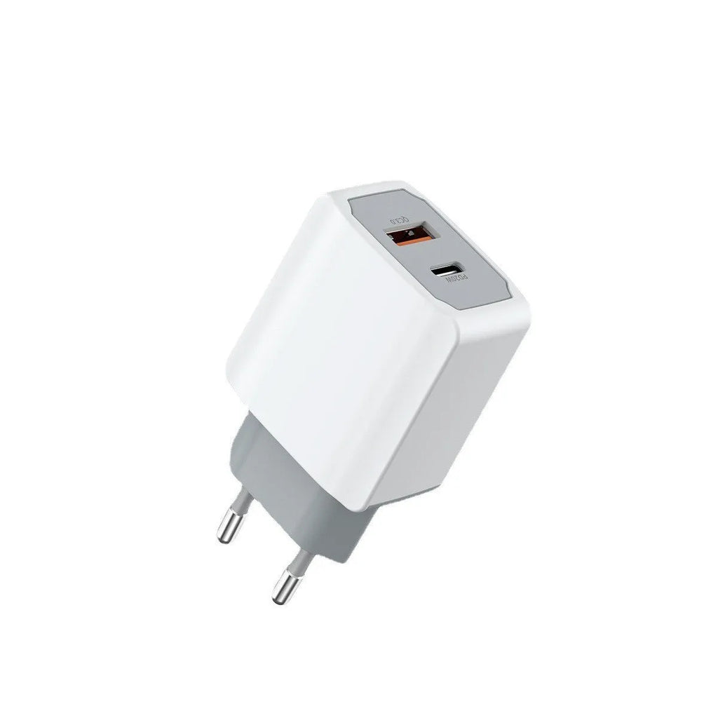 White European standard phone fast charger set with charging head and cable