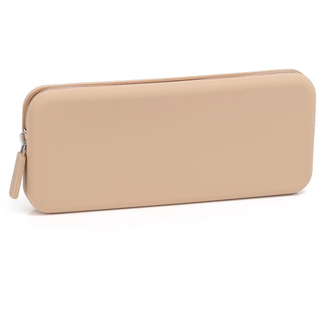 Silicone dustproof travel bag for women's makeup brushes in assorted colours.