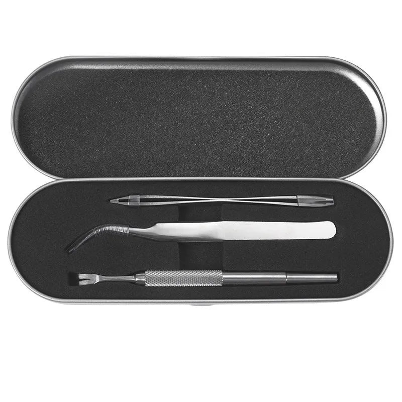 Silver stainless steel tick clip 3-piece set for dog and cat parasite removal