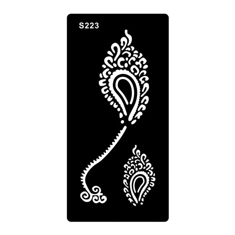 Sheet of hollow geometric pattern temporary tattoo stickers in various colours on water transfer paper.