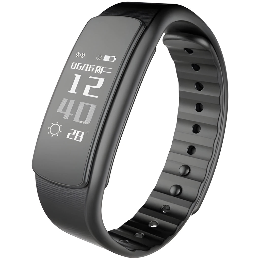 I6 smart sports bracelet with black TPU wristband and 0.96-inch screen displaying fitness data
