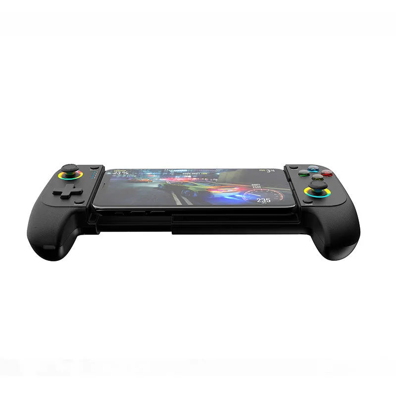 Bluetooth wireless game controller for mobile phones with stretching design grip