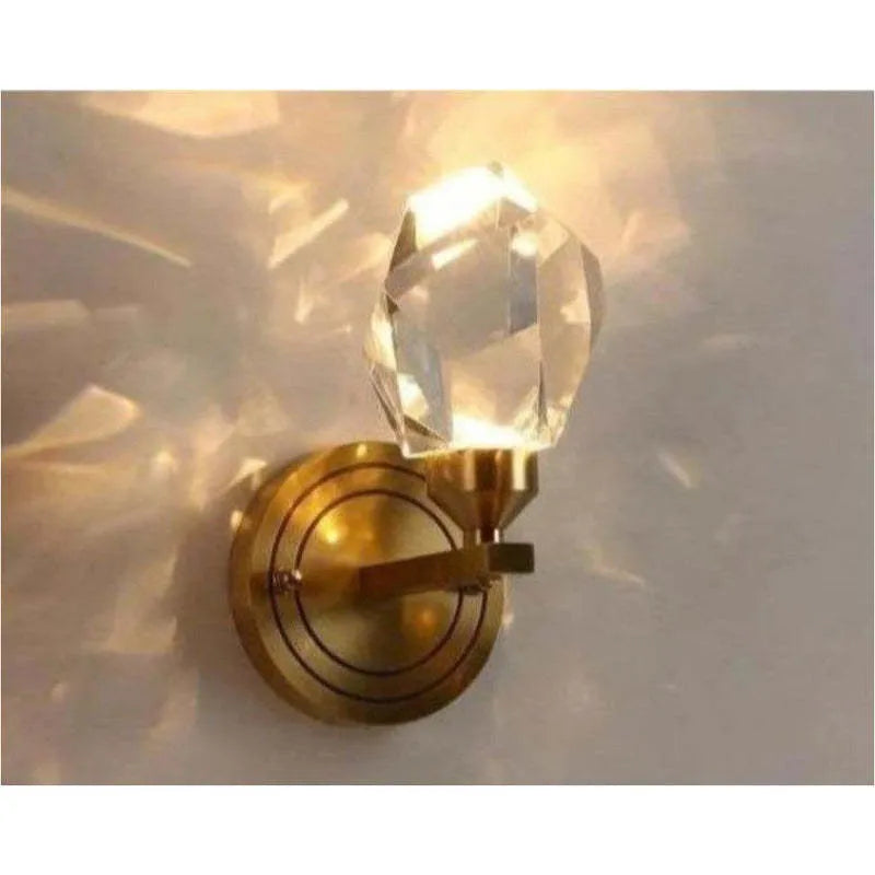 Crystal wall lamp 11.5cm length, 20cm height, 6cm from wall, 220V push button wall light for living room