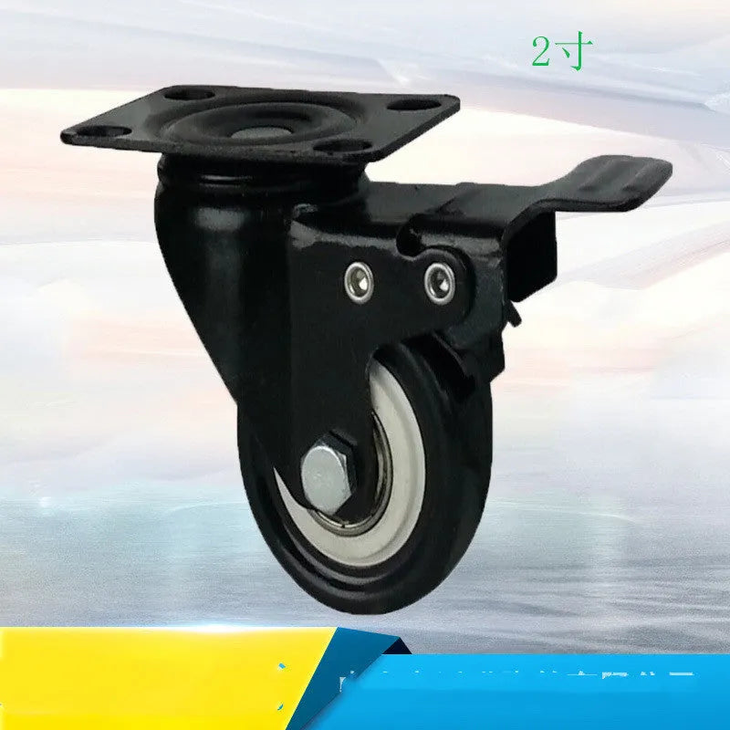 Red double bearing mute universal caster with wheel and metal bracket for furniture