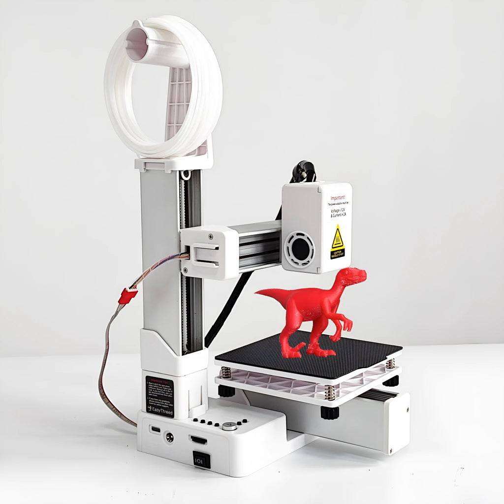 White EasyThreed K10 3D printer for entry-level TPU and PLA filament printing.