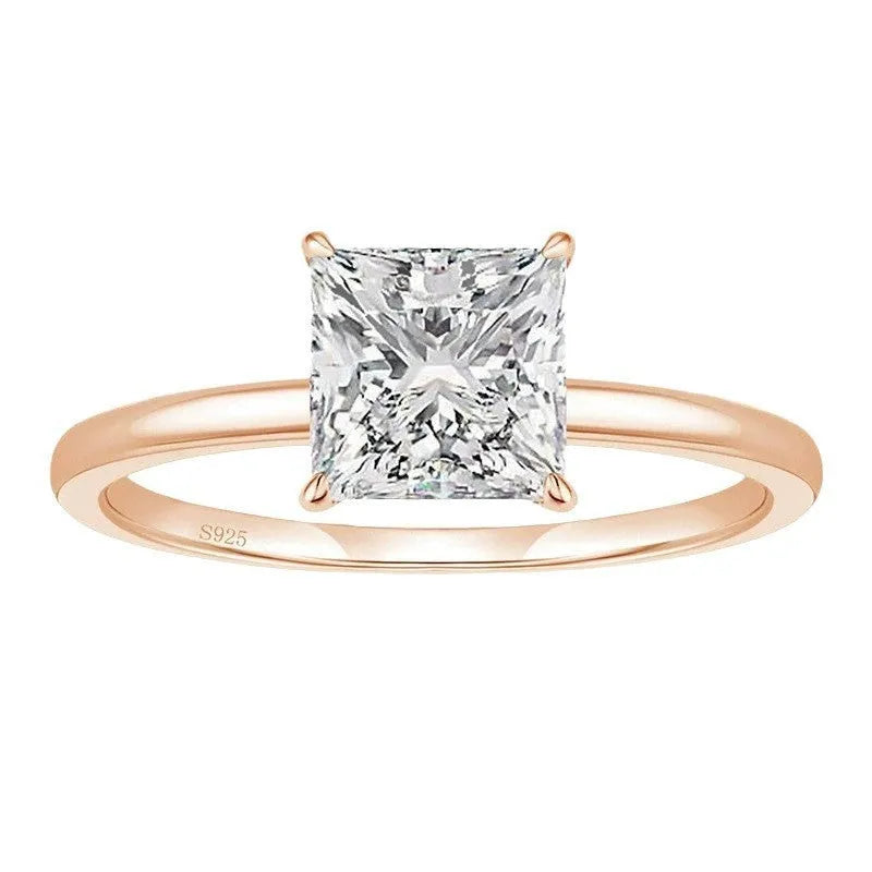 Simple geometric 925 silver ring for women in silver, gold, and rose gold finishes.