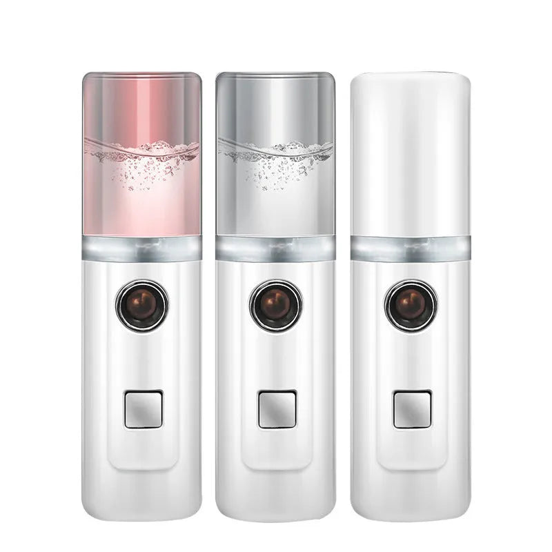Pink nano portable facial humidifier with cold spray and USB charging, 28g lightweight design