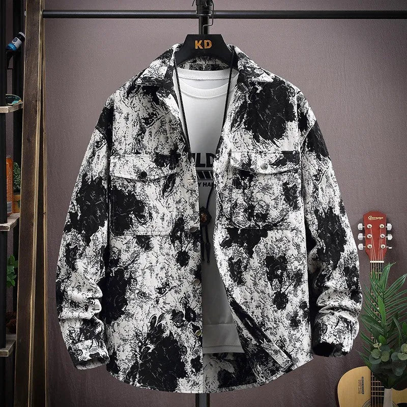 Women's casual lapel shirt coat in a blue colour variant, featuring long sleeves and a straight hem.