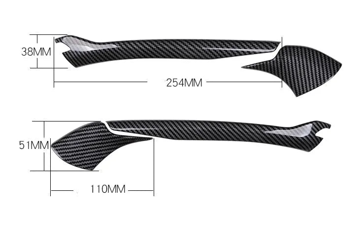 Set of four ABS rearview mirror decorative strips for Mazda 3 Angkesila with carbon fibre texture finish