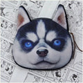 Cute cat face zipper coin purse in soft plush material, 13x12.5cm size, isolated on background