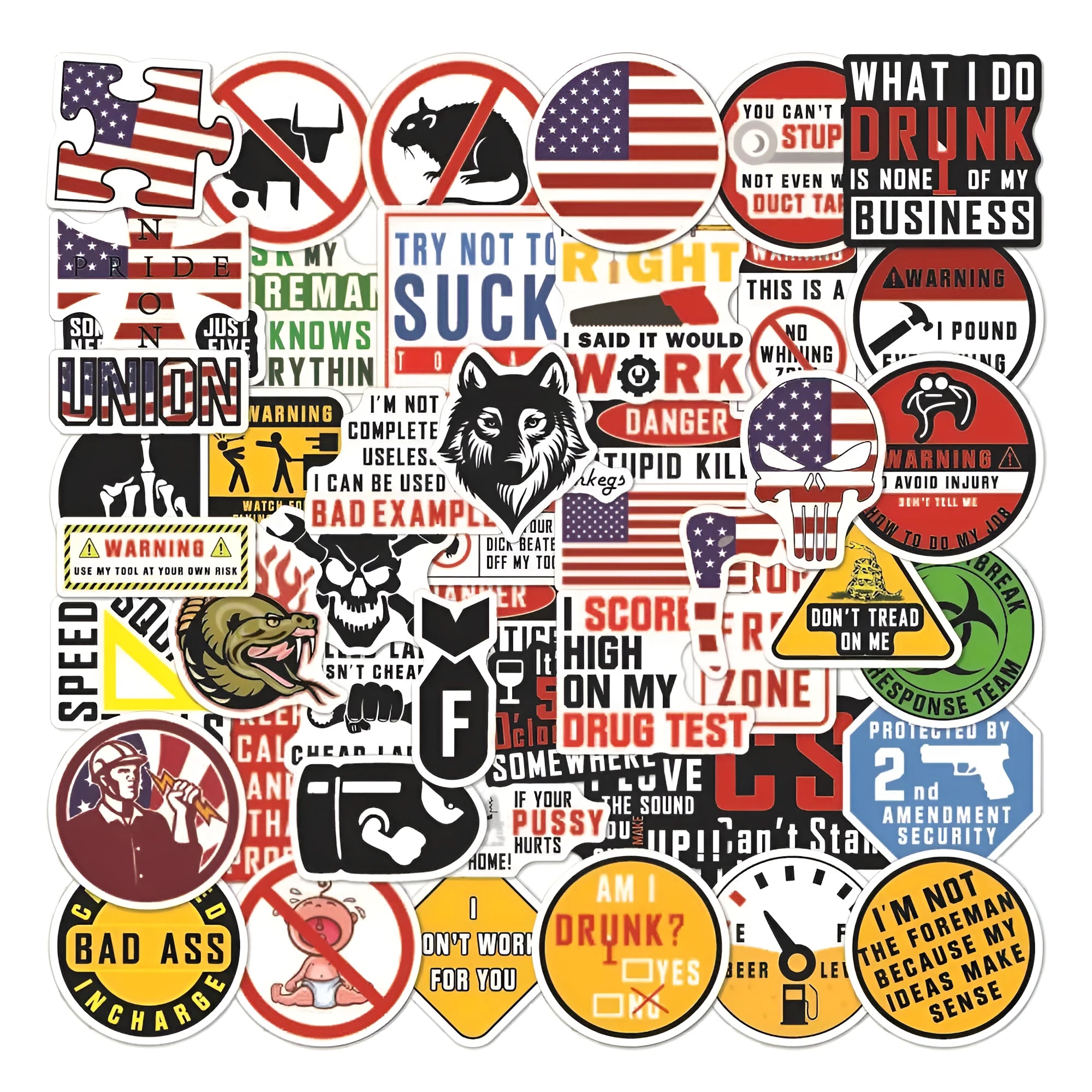 50 waterproof PVC warning stickers for motorcycle helmets with bright film coating