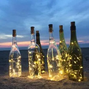 Silver wire LED string lights with bottle stopper for wine bottle decoration