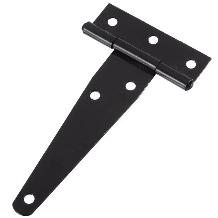 Fixed T-shaped iron hinge for wooden doors with straight arm curvature