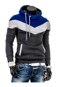 Men's cotton sweatshirt hoodie with patchwork pattern and O-neck collar in casual style