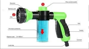 Plastic high-pressure foam kettle water gun for garden watering and car washing with quick connector