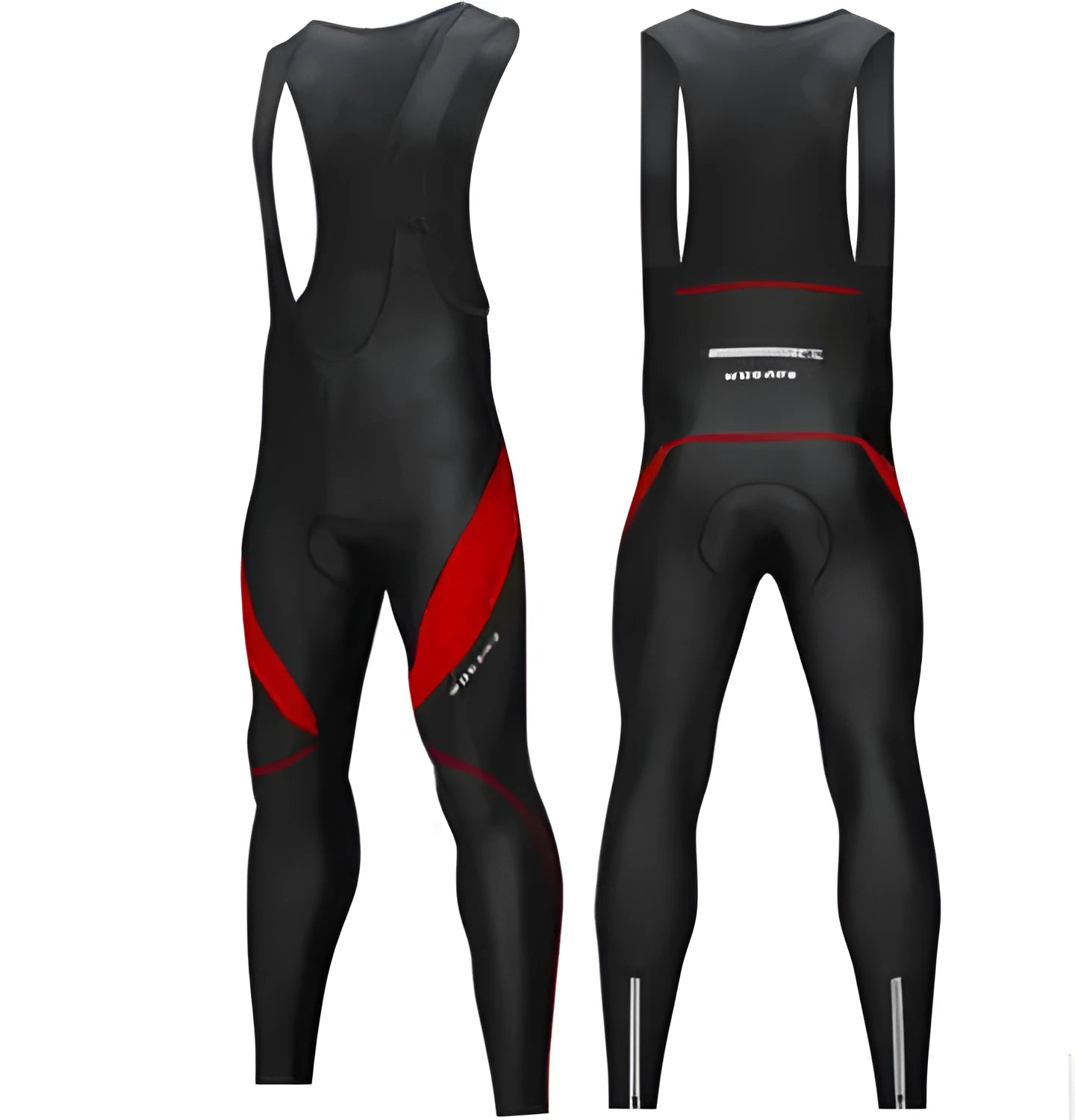 Cycling overall trousers in red with adjustable shoulder straps for road and mountain biking