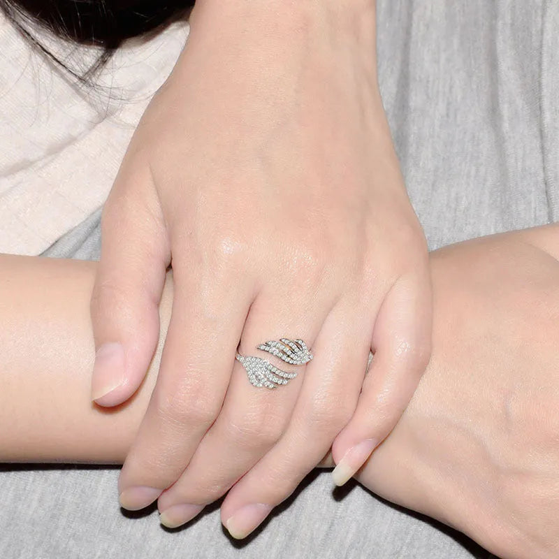 Silver electroplated winged ring for women Korean style fashion accessory