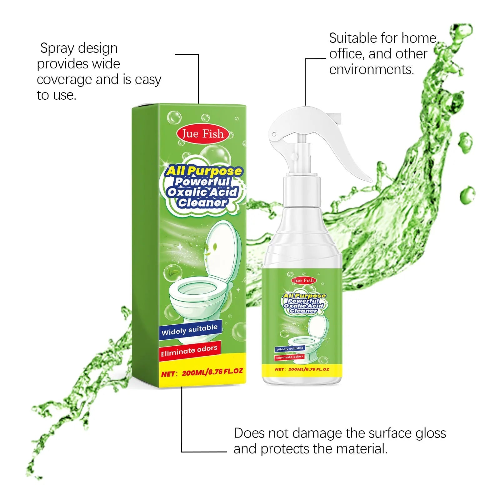 200ml multi-functional grease cleaning spray in white bottle with spray trigger, 5.5cm diameter
