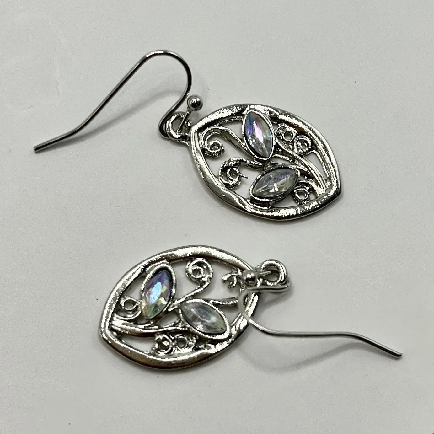 Silver leaves design earrings with embedded colourful moonstone gemstone for women
