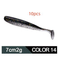 Two-tone soft worm fishing lure with T-tail measuring 7cm for mandarin fish and topmouth culter