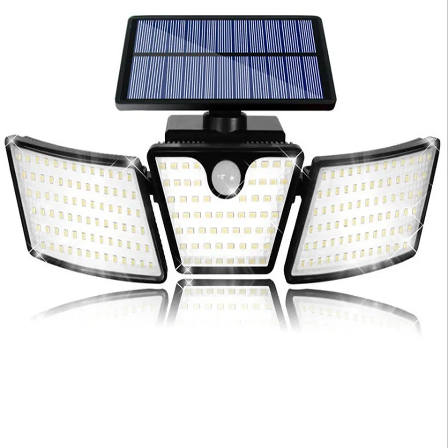 Solar light outdoor multi head human body induction garden light with ABS housing and IP65 waterproof rating