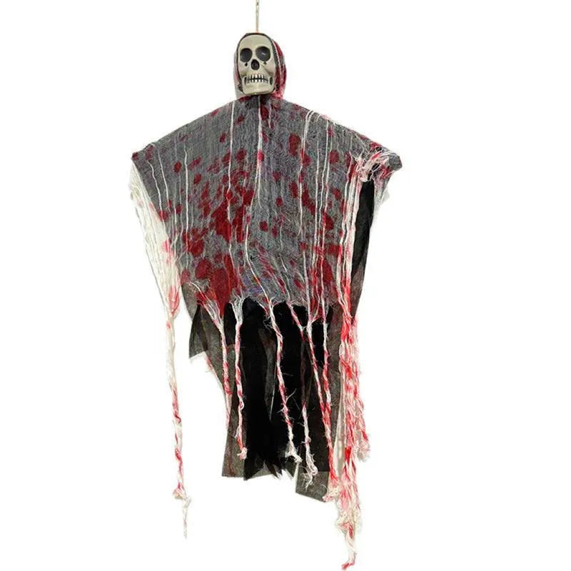 Plastic blood-dyed luminous skull Halloween hanging ghost decoration for outdoor gardens