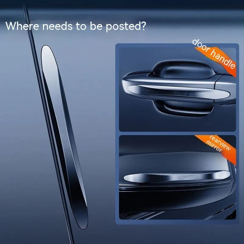 Invisible car door bumper strip 4 pack PU 148 x 14 x 7 mm in transparent, black or white