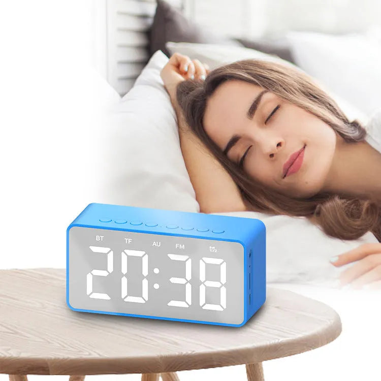 BT506 alarm clock Bluetooth speaker in Black with MicroSD slot and 3.5mm audio input