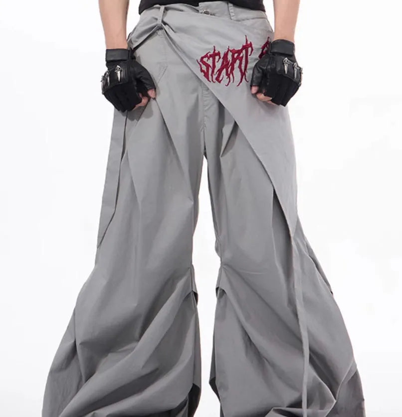 Korean style boys wide-leg summer pants in black or grey solid colours
