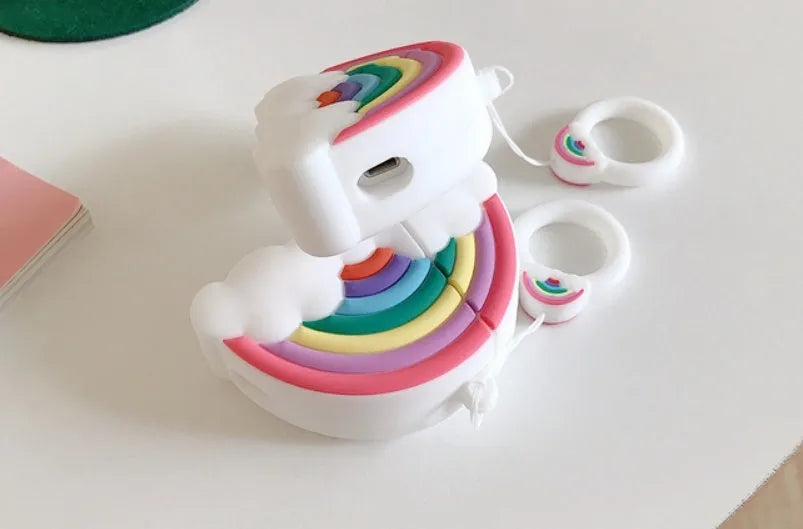 Rainbow silicone protector case for compatible Apple Airpods Bluetooth earphone