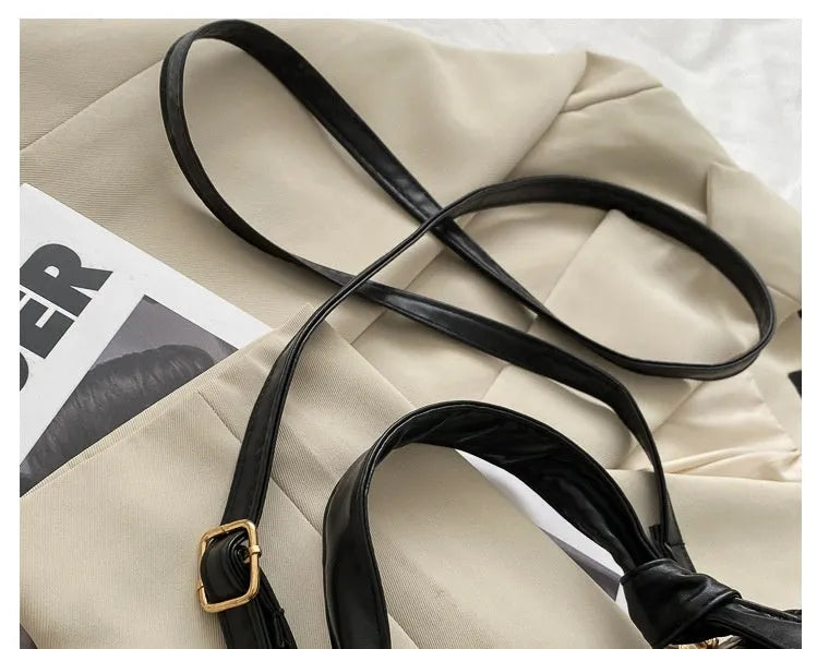 Small square retro armpit bag in PU with stone pattern, magnetic buckle, 120cm strap, Black Blue White Yellow